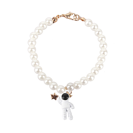 Collier à breloques astronaute et poupée étoile, avec pendentifs en alliage d'émail et perles d'imitation en acrylique, fournitures de fabrication de bijoux de poupée