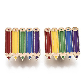 Broches en alliage, broche en émail, avec embrayages papillon, crayon de couleur, or et de lumière