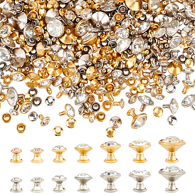 280 наборы 14 заклепки с двойной головкой из железа и латуни, полукруглая заклепка, с кристально горный хрусталь, для поделок из кожи, украшение джинсов