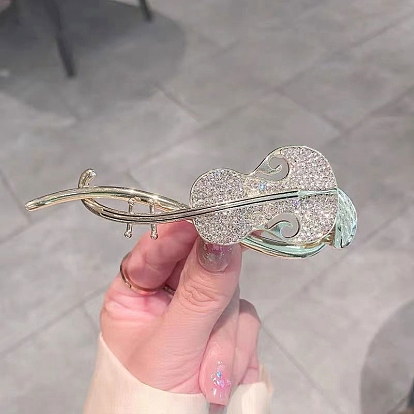Alloy Rhinestone Banana Hair Clips, Pipa
