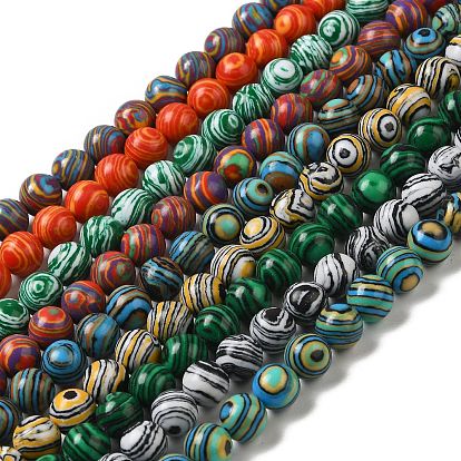 Synthetic Malachite Dyed Beads Strands, Round