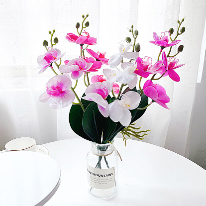 Simulation of Phalaenopsis with leaves, fake flowers, mini orchids, home decoration, photography props, ornaments, bonsai flower arrangement materials
