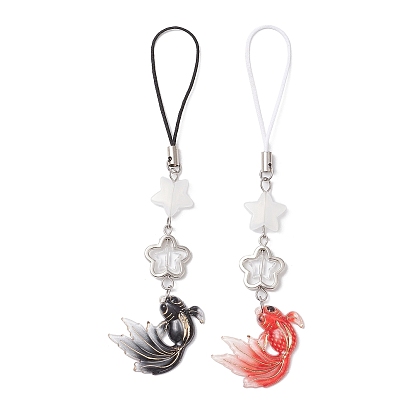2шт. акриловые брелки для мобильных телефонов с подвесками в виде рыбок, нейлоновый шнур петля мобильные аксессуары украшения