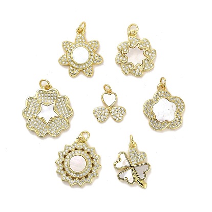 Латунные микропаве прозрачные подвески с фианитом, без кадмия и без свинца, с оболочкой, Кольца прыжок, реальный 18 k позолоченный