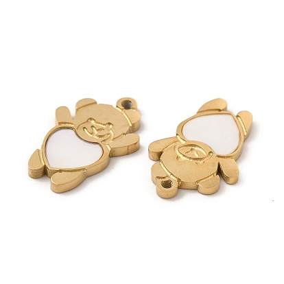 Ion Plating(IP) 304 Stainless Steel Pendants, with Shell, Bear Charm