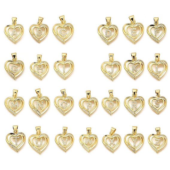 Стойка металлическая латунная микропрофилированная кубическая циркония подвески, долговечный, без свинца и без кадмия, реальный 18 k позолоченный, сердце с подвесками в виде букв