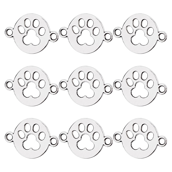 Tibetan Style Alloy Links/Connectors, Flat Round with Dog Paw Print