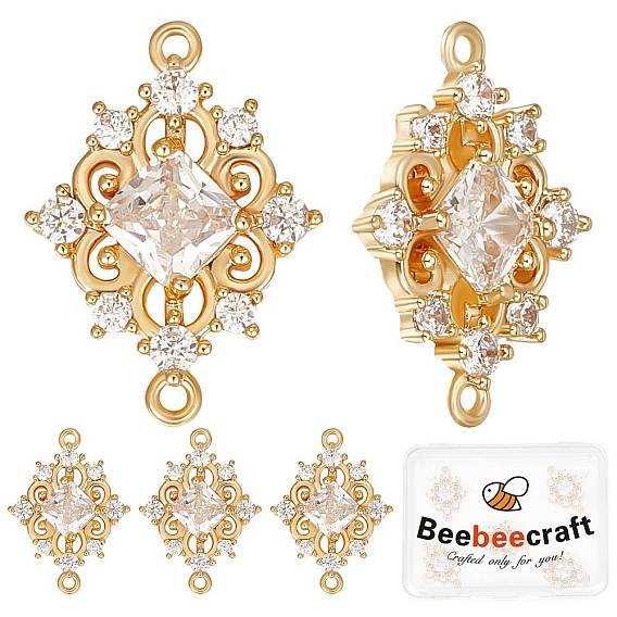 8шт. латунные подвески-соединители с прозрачным кубическим цирконием, ромбовидные звенья, для изготовления ювелирных изделий, без никеля 