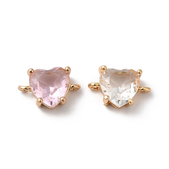 Латунные подвески для стеклянных соединителей, сердечные ссылки, золотые