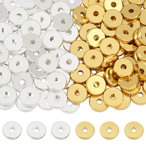 200 шт. 2 цвета латунных дистанционных бусин, плоско-круглые