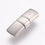 304 Stainless Steel Fold Over Clasps, Magnetic Clasps with Glue-in Ends, Rectangle, Frosted