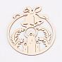 Undyed Wooden Pendants, Christmas Bell