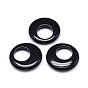 Natural Black Agate Flat Round Pendants