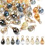 50Pcs 10 Colors Glass Pendants, with Copper Wire, Teardrop, Light Gold