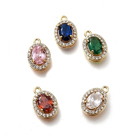 Латунные микро проложить кубического циркония подвески, без кадмия, без никеля и без свинца, овальные амулеты, реальный 18 k позолоченный