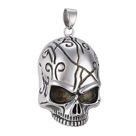 304 из нержавеющей стали большие кулоны, Хэллоуин, череп