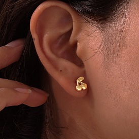 304 серьги-гвоздики из нержавеющей стали в форме вишни