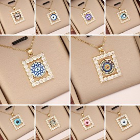 Jewelry copper micro-inlaid zircon necklace personality eye pendant temperament 18K gold necklace N1113