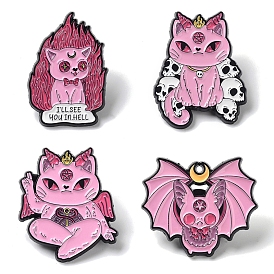 Halloween Cat Enamel Pins, Black Alloy Brooches for Backpack Clothes