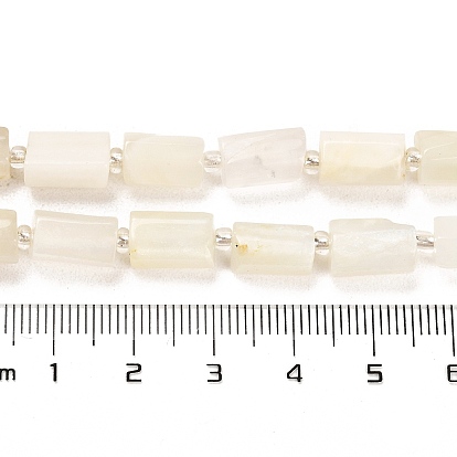 Natural White Moonstone Beads Strands, with Seed Beads, Faceted Column