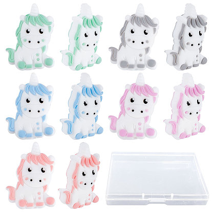 10 шт 5 цвета силиконовые бусины, единорог