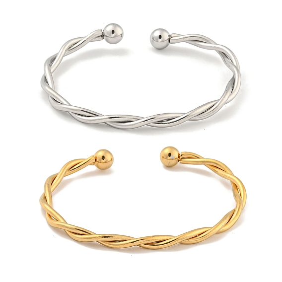 Витые 304 браслеты-манжеты из нержавеющей стали для женщин