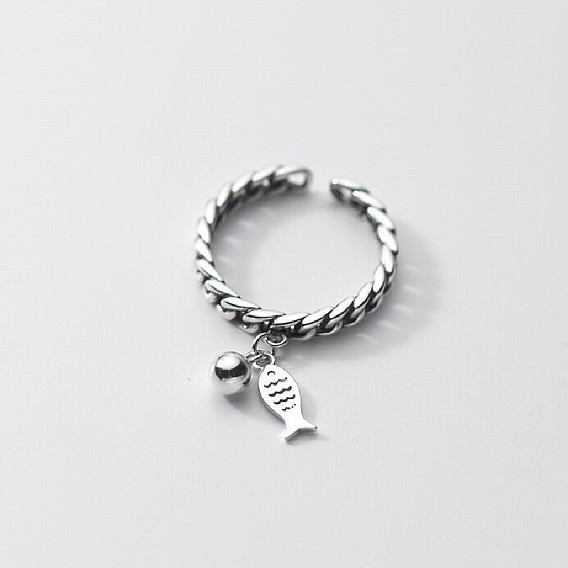 Латунные манжеты открытые кольца для женщин, рыба