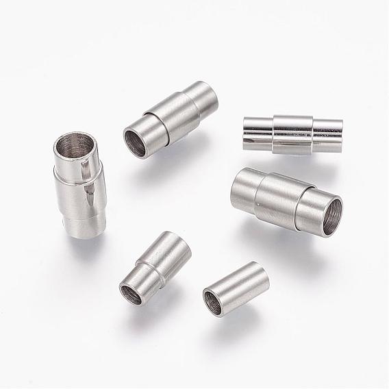 304 Stainless Steel Magnetic Clasps with Glue-in Ends, Column