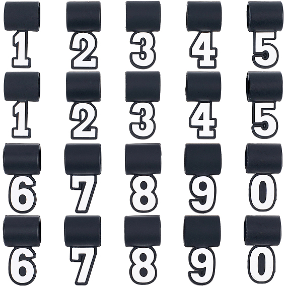20шт. 10 стили силиконовых подвесок, числовые прелести