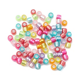Plastic Beads, Silver Lined, Barrel