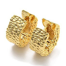 Round with Alligator Pattern Hoop Earrings, Brass Jewelry for Women, Cadmium Free & Lead Free