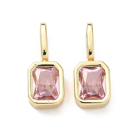 Латунные микро проложить кубического циркония подвески, прямоугольник амулеты, без кадмия и без свинца, долговечный, стойки покрытие