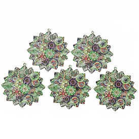 430 Stainless Steel Pendants, Spray Painted, Etched Metal Embellishments, Flower Pattern, Flower