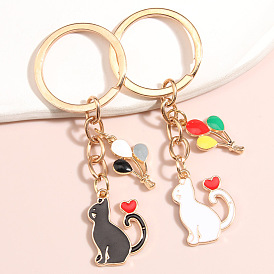 Cute cartoon small animal key chain pendant cute kitten alloy pendant key ring luggage decoration