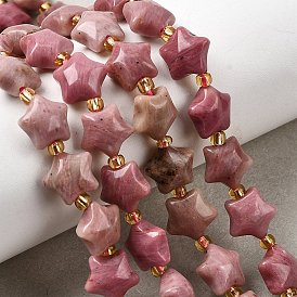 Природные родонит бисер нитей, звезда, с бисером