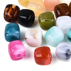 Perles acryliques opaques bicolores, pierre d'imitation, cube