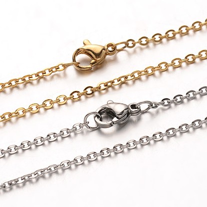 304 Stainless Steel Cable Chain Necklaces, with Lobster Claw Clasps, 19.7 inch(50cm)