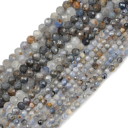 Натуральный кианитовые бисер пряди, граненые круглые