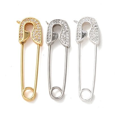 Латунные микропаве прозрачные подвески с фианитом, подвески-скрепки