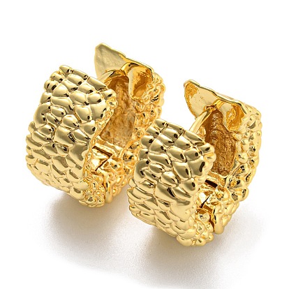 Round with Alligator Pattern Hoop Earrings, Brass Jewelry for Women, Cadmium Free & Lead Free