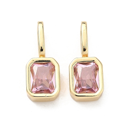 Латунные микро проложить кубического циркония подвески, прямоугольник амулеты, без кадмия и без свинца, долговечный, стойки покрытие