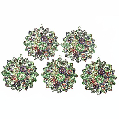 430 Stainless Steel Pendants, Spray Painted, Etched Metal Embellishments, Flower Pattern, Flower