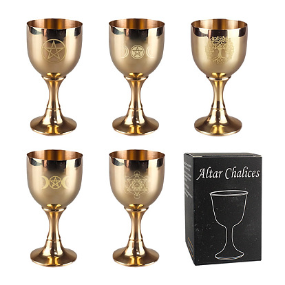 Tarot Theme Brass Cups, Wicca Rite Goblet Display Decoration, for Home Decoration