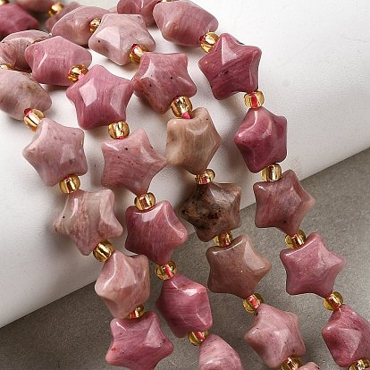 Природные родонит бисер нитей, звезда, с бисером