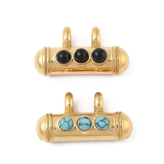 Драгоценный камень подвески, 304 подвески-колонны из нержавеющей стали, вакуумное покрытие pvd, реальный 18 k позолоченный