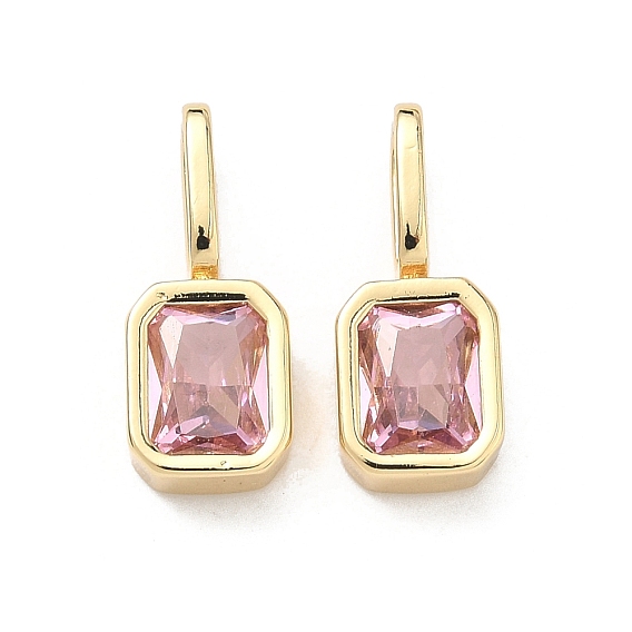 Латунные микро проложить кубического циркония подвески, прямоугольник амулеты, без кадмия и без свинца, долговечный, стойки покрытие