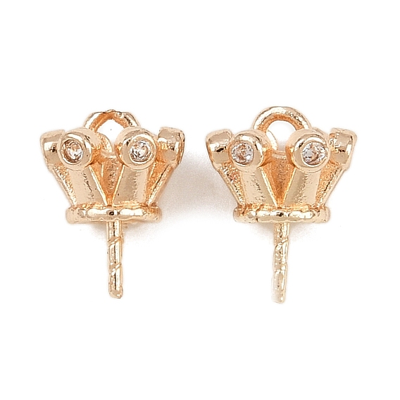 Латунный микро-паве кубический цирконий, корона, за половину пробурено бисера, долговечный, стойки покрытие