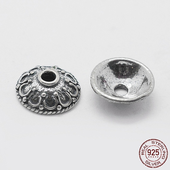 Thailand 925 Sterling Silver Bead Caps, Apetalous