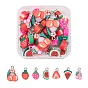 35Pcs 7 Style Handmade Polymer Clay Pendants, with Platinum Iron Findings, Imitation Food, Strawberry & Watermelon & Cherry