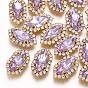 Sew on Rhinestone, Multi-strand Links, Glass Rhinestones, with Brass Findings, Garments Accessories, Horse Eye, Golden